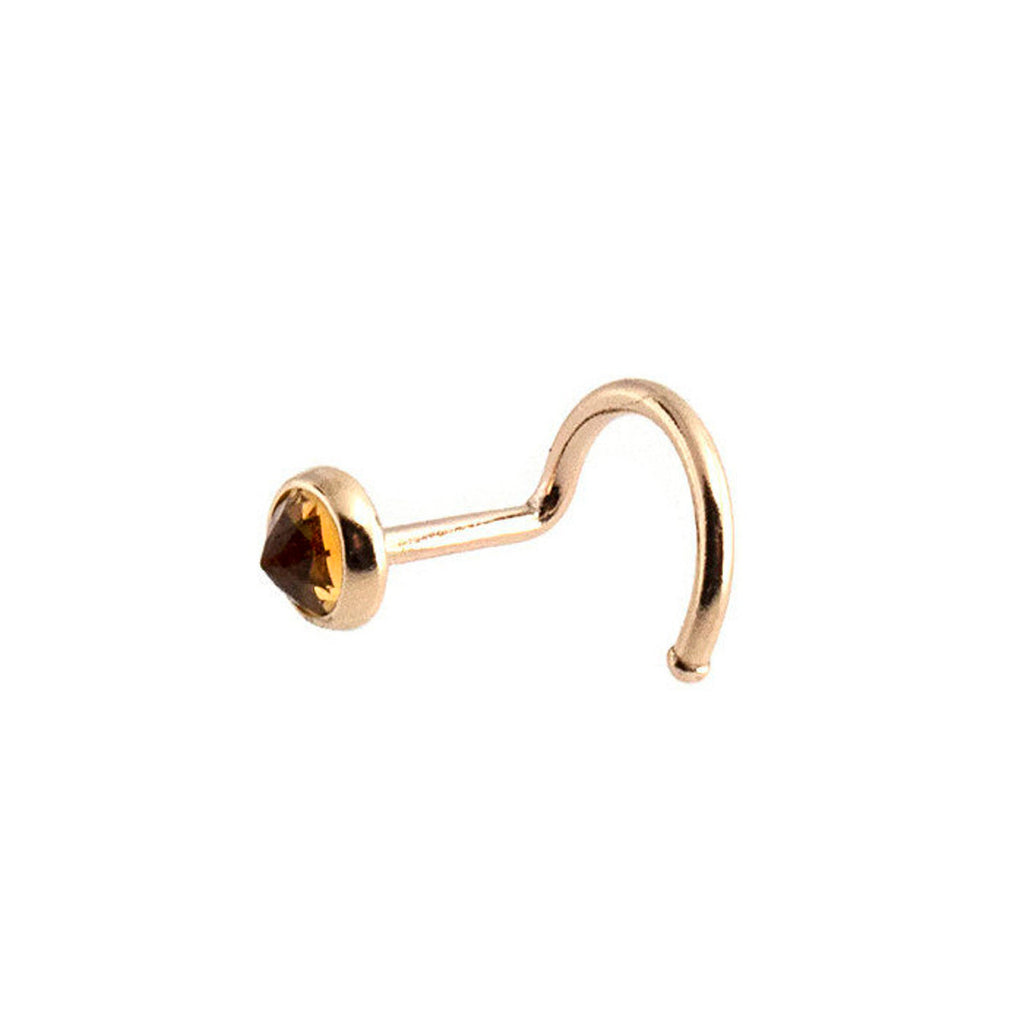 Solid Gold Citrine Nose Screw Stud