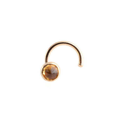 SOLID GOLD Nose Screw with Citrine for the Left Side
