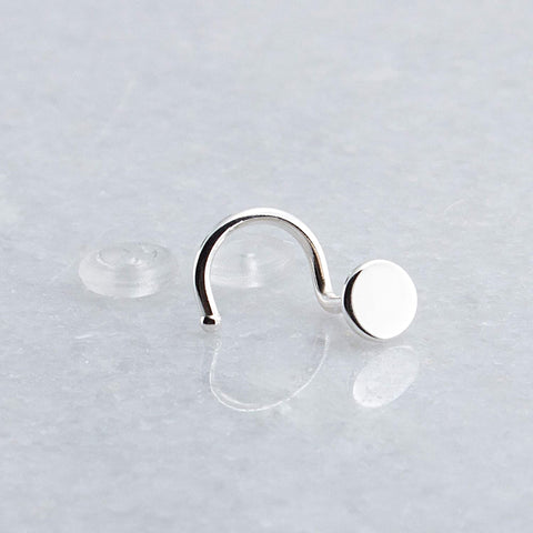 Sterling Silver Nose Screw Stud 4 mm Disc for the Right Side