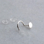 Sterling Silver Nose Screw Stud Hammered Disc 4 mm for the Right Side