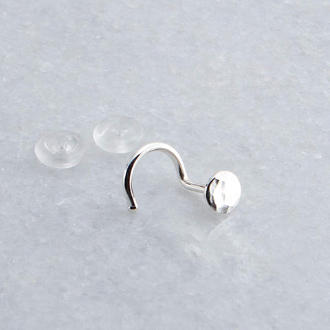Sterling Silver Nose Screw Stud Hammered Disc 4 mm for the Right Side