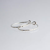 Sterling Silver Small Hammered Grooved Hoop Earrings 9 mm