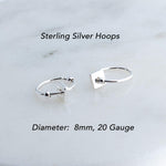 Sterling Silver Small 8 mm Hoop Earrings with Beads and Spacer