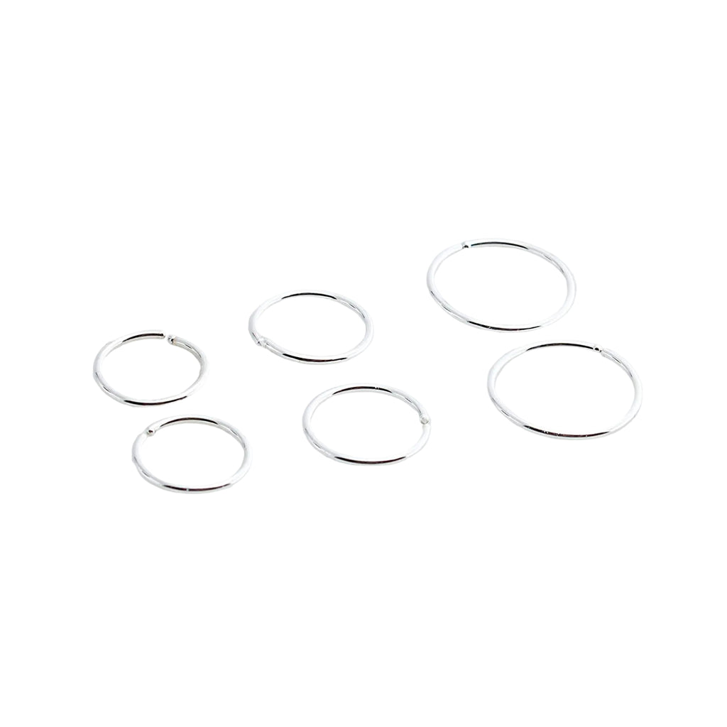 22 GA Sterling Silver Hoop Earrings - 3 Pair Set (6, 7, & 8 mm)