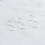 Sterling Silver 3 Pair Set of 6-7-8 mm Hoop Earrings gauge 22