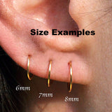 Gold Filled Small 8 mm Hoop Earrings 22 gauge