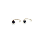 Sterling Silver Small Hoop Earrings with Black Spinel