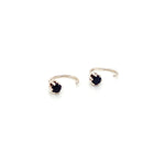 Sterling Silver Small Hoop Earrings with Black Spinel