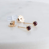 Gold Filled Tiny Stud Earrings with Red Garnet 3 mm