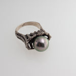 Sterling Silver Ring with Tahitian Pearl