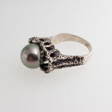 Sterling Silver Ring with Tahitian Pearl