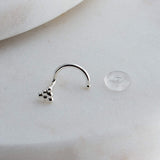 Sterling Silver Tiny Triangle Nose Screw for the Right Side