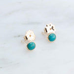 Gold Filled Stud Earrings with Turquoise 4 mm