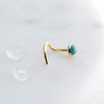 Gold Filled Nose Screw with Green Turquoise for the Right Side