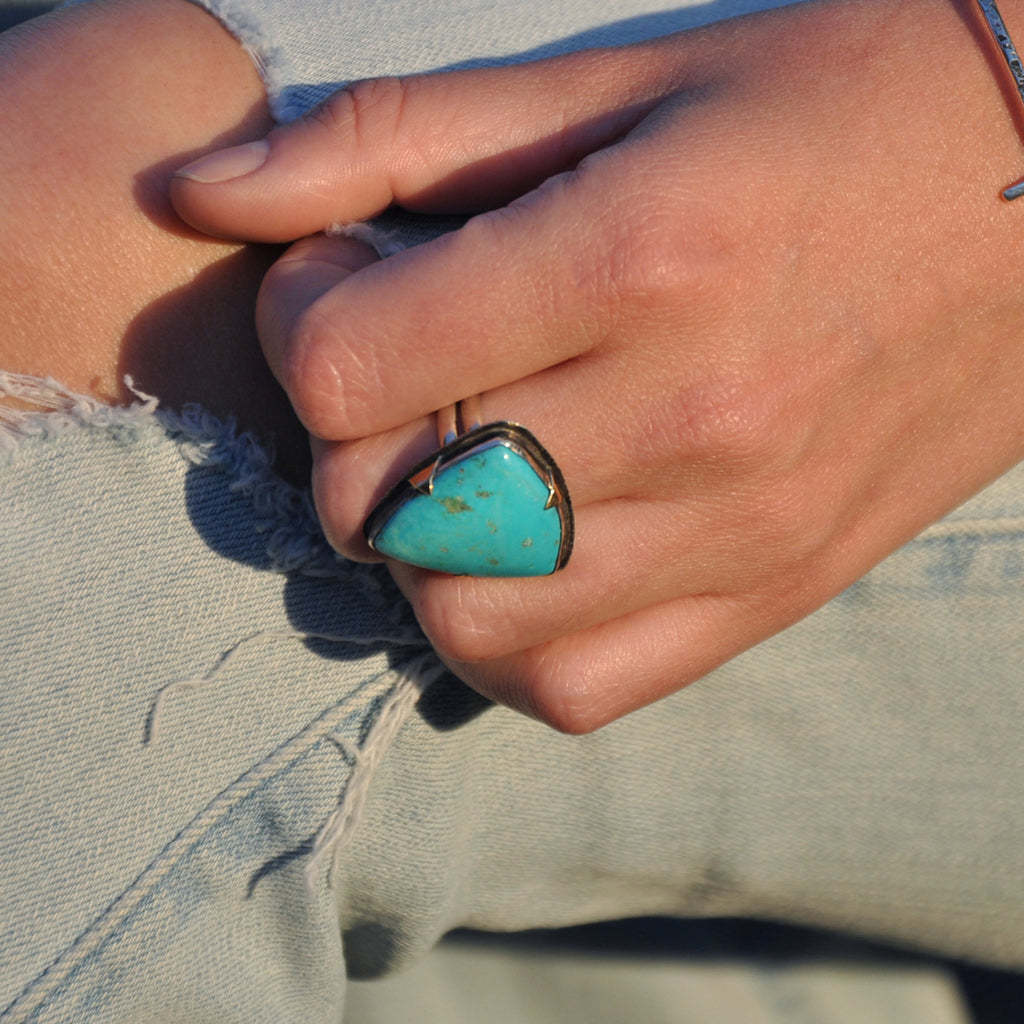 Sterling Silver Turquoise Triangle Ring