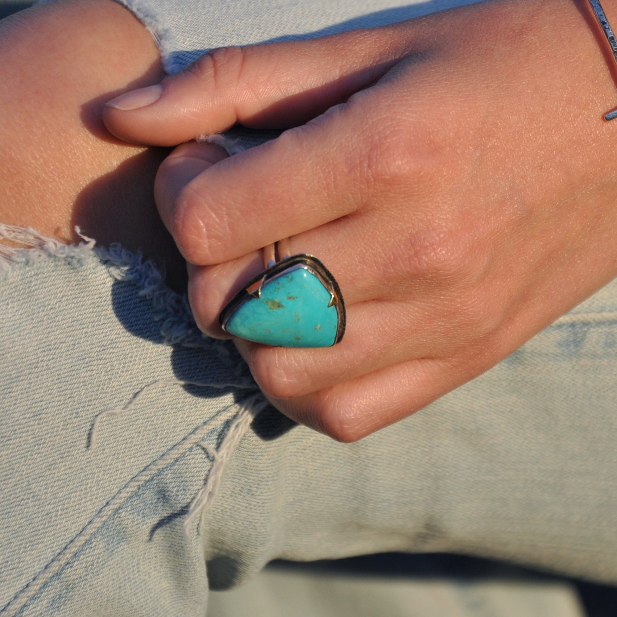 Sterling Silver Turquoise Triangle Ring