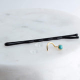 Gold Filled Nose Screw with Green Turquoise for the Right Side