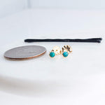 Gold Filled Tiny Stud Earrings with Turquoise 3 mm