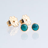 Gold Filled Tiny Stud Earrings with Turquoise 3 mm