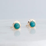 Gold Filled Stud Earrings with Turquoise 4 mm