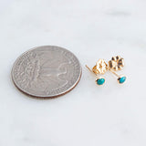 Gold Filled Tiny Stud Earrings with Turquoise 3 mm