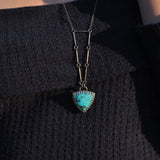 Sterling Silver Triangle Necklace with Turquoise