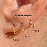 Gold Filled Twisted Tiny 6 mm Hoop Earrings 20 gauge