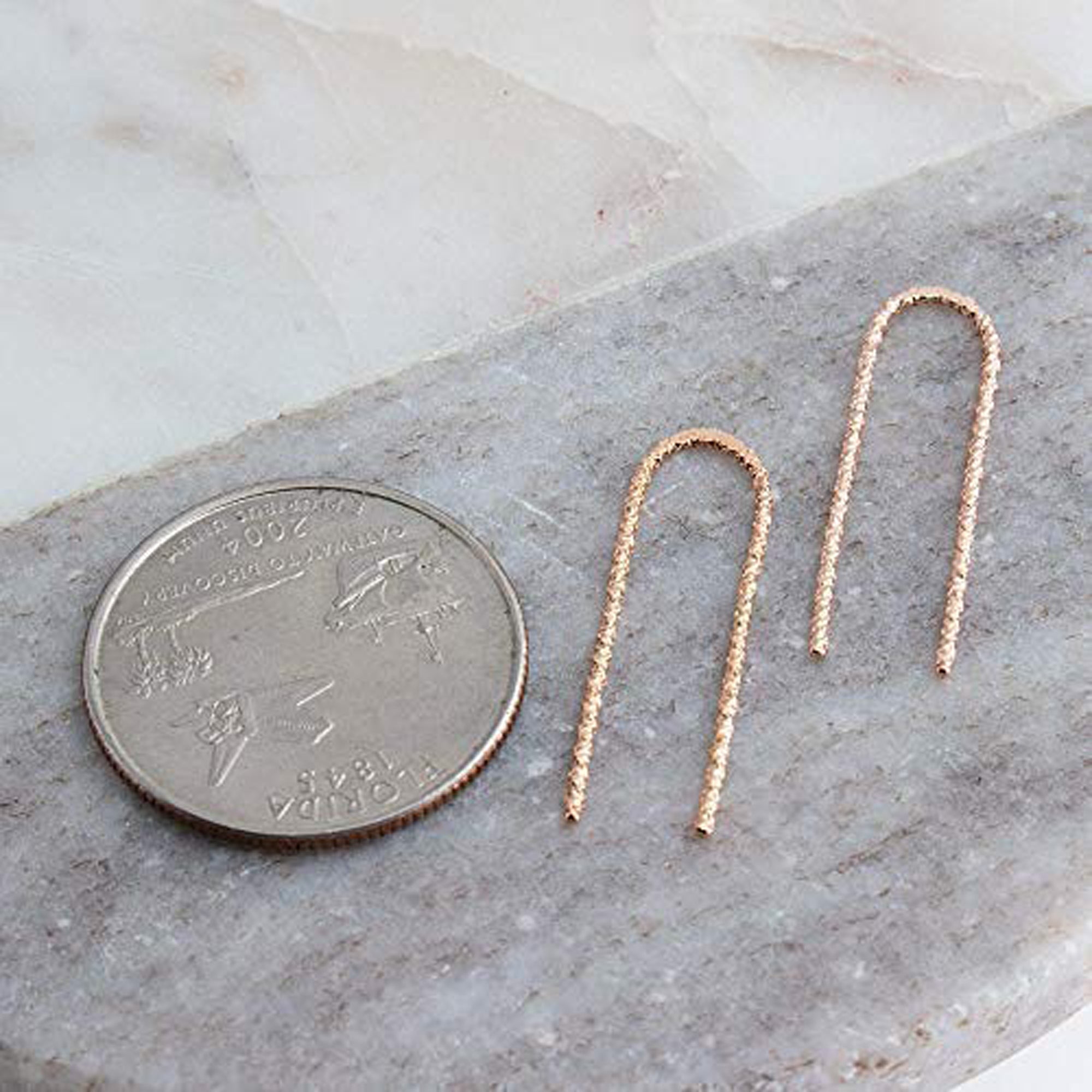 18 GA Rose Gold-Filled Diamond Cut U Arc Earrings