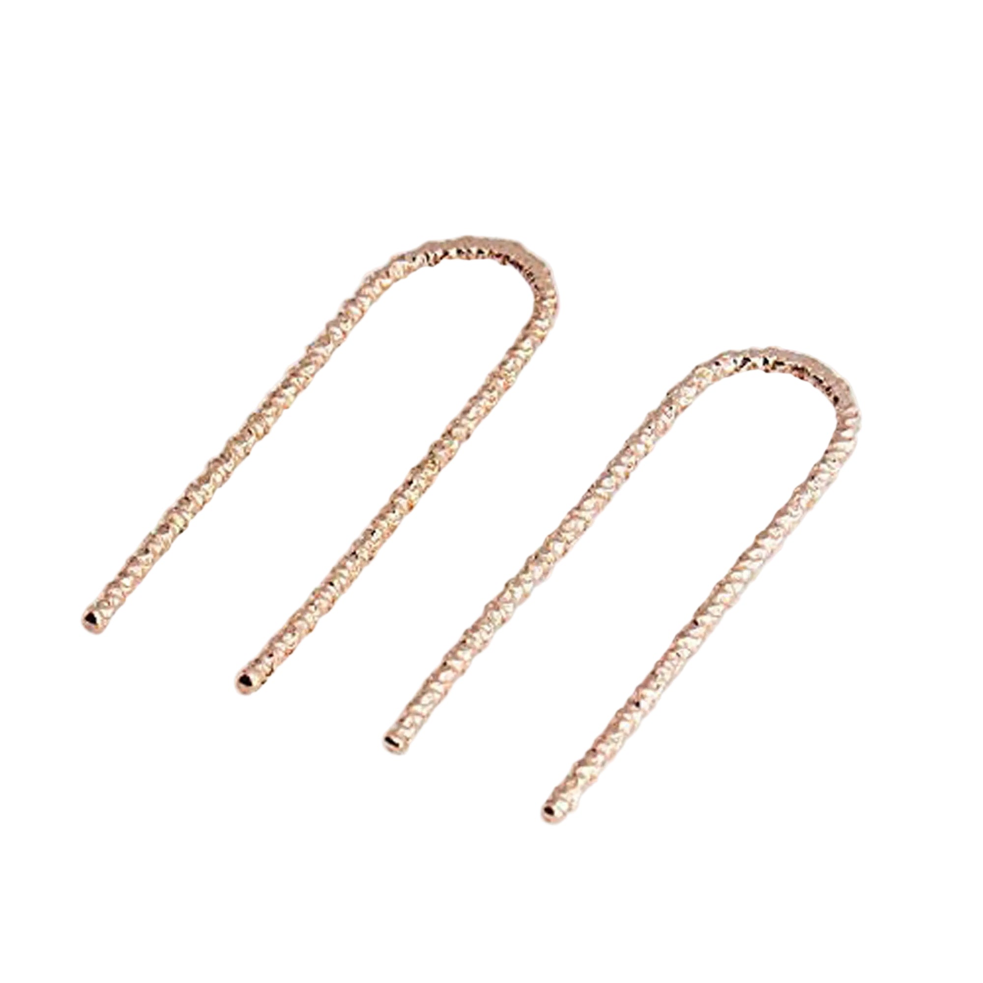 18 GA Rose Gold-Filled Diamond Cut U Arc Earrings