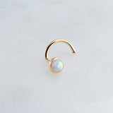 Gold Filled Nose Screw with White Opal for the Left Side