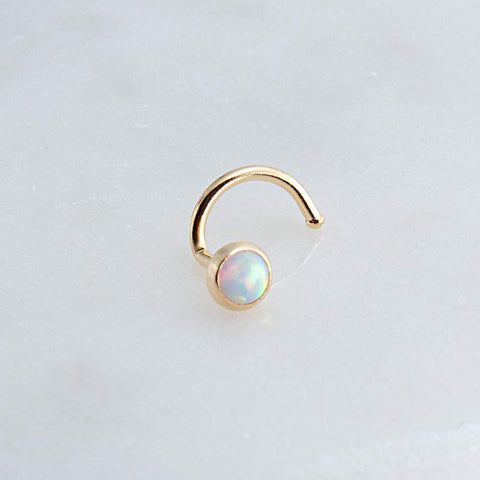 Gold Filled Nose Screw with White Opal for the Left Side
